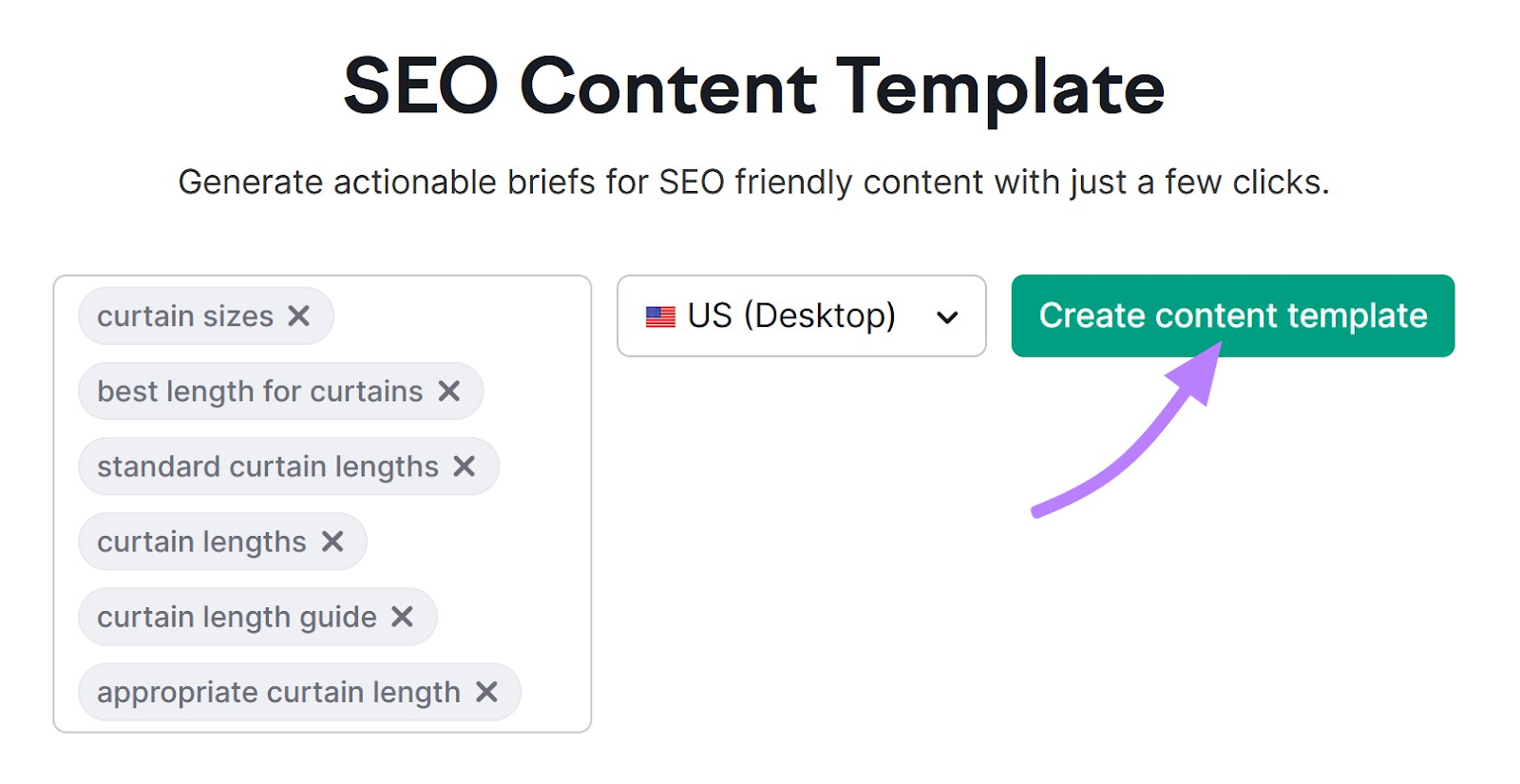 Create content template with SEO Content Template tool