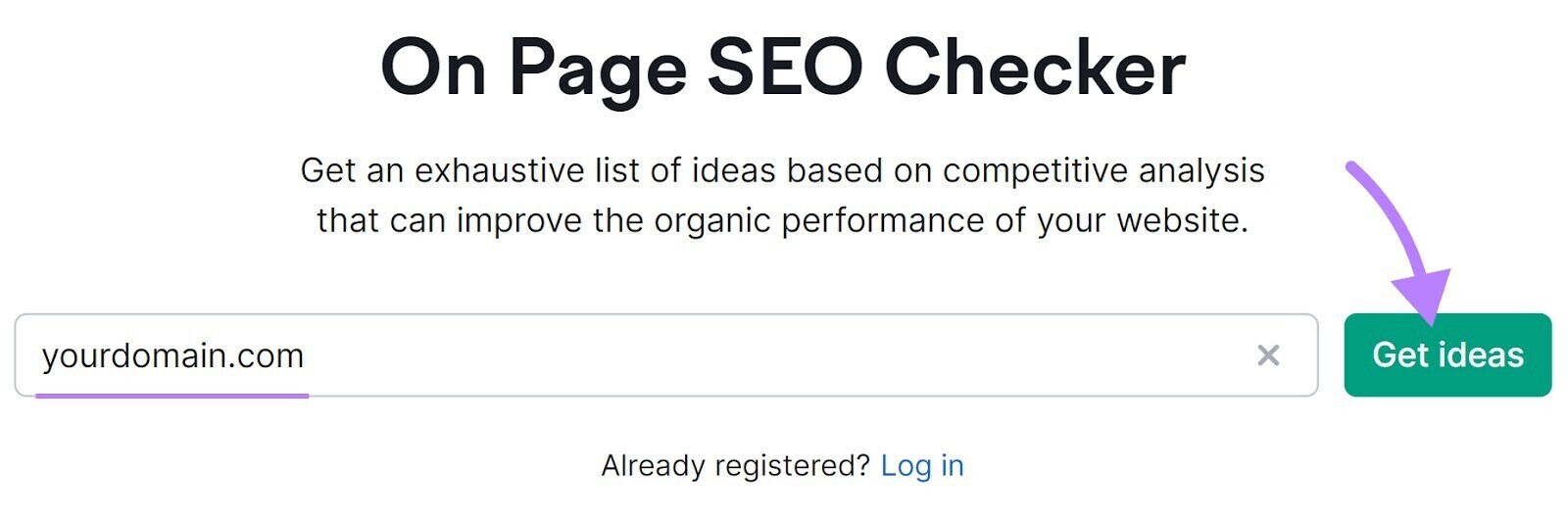 Barre de recherche sur la page SEO Checker