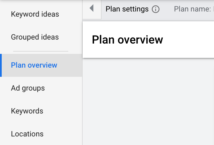 Keyword planner plan overview