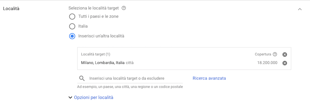 Come impostare le opzioni di geo targeting in Google Ads