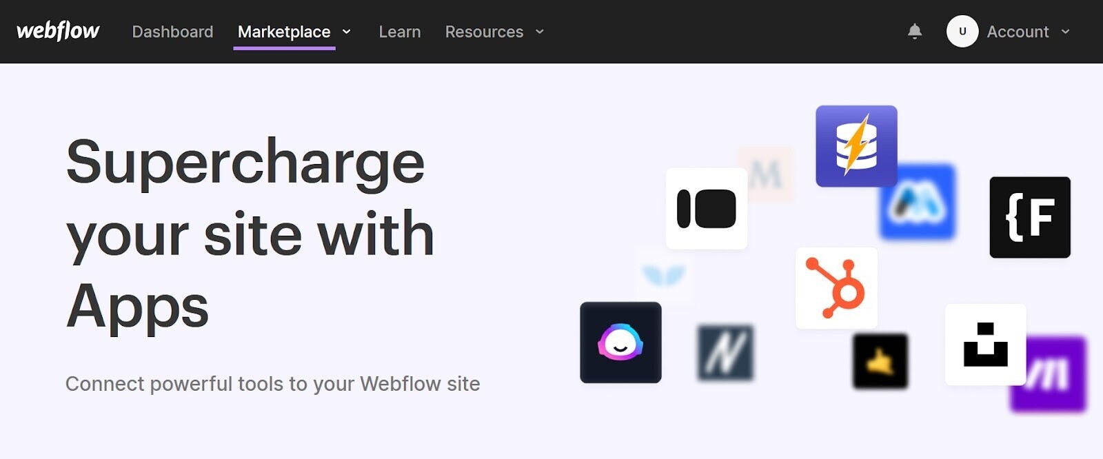 Webflow Marketplace landing page