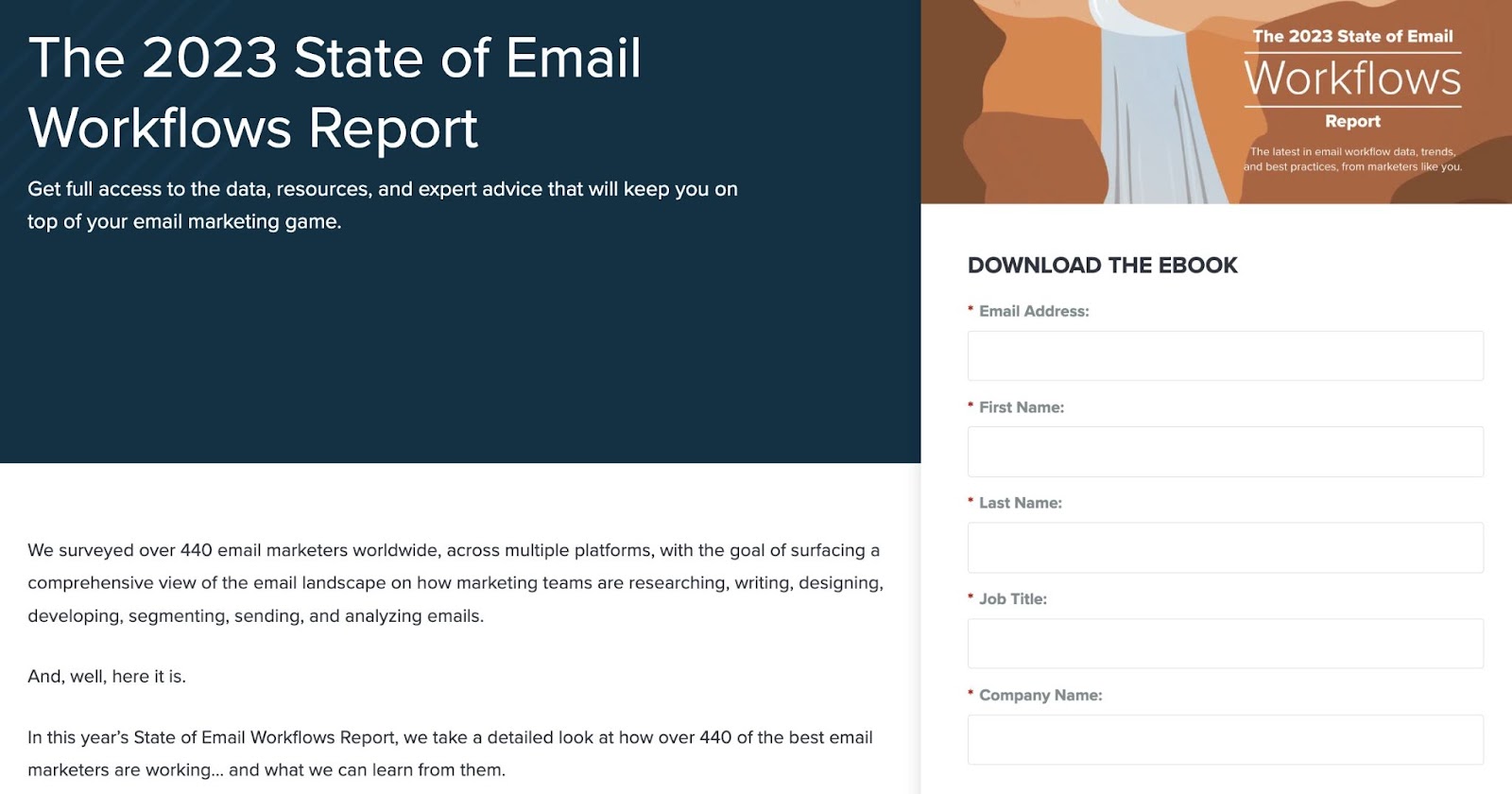 "The 2023 State of Email Workflows Report" download page