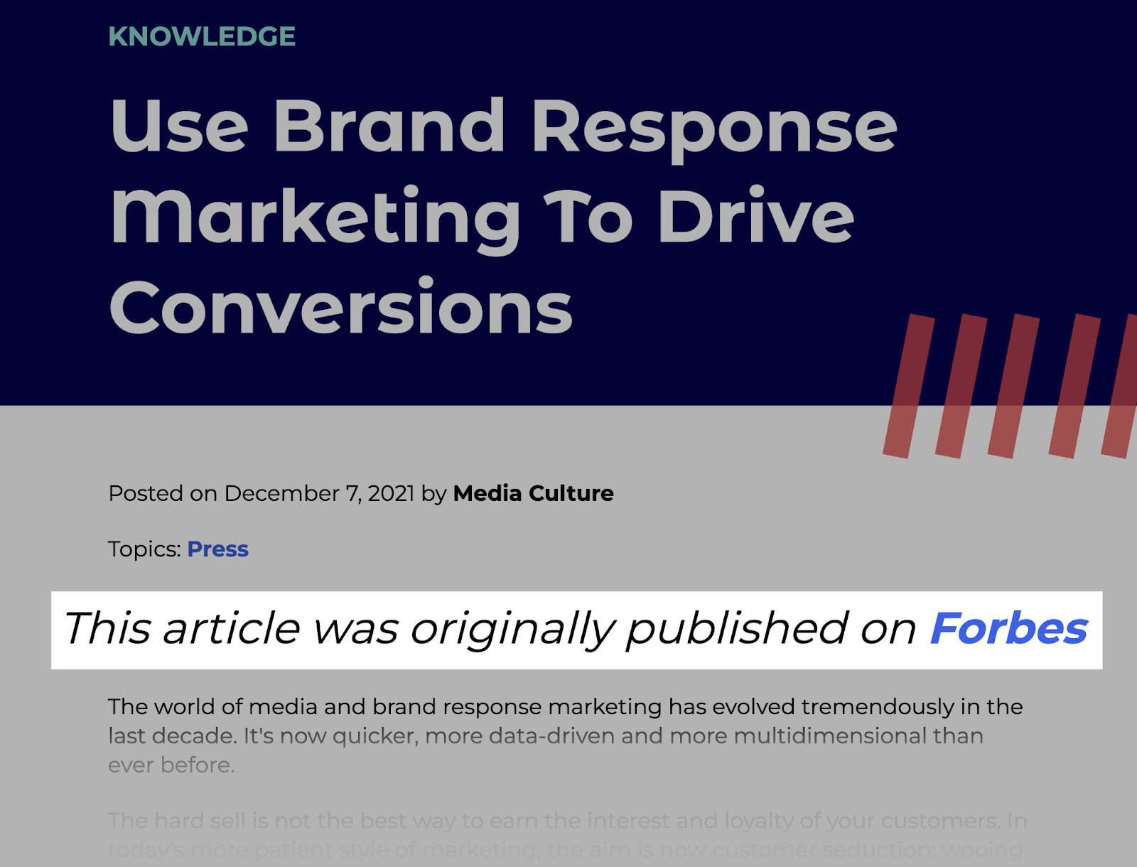 "This article was originally published on Forbes" note in an article published on Knowledge