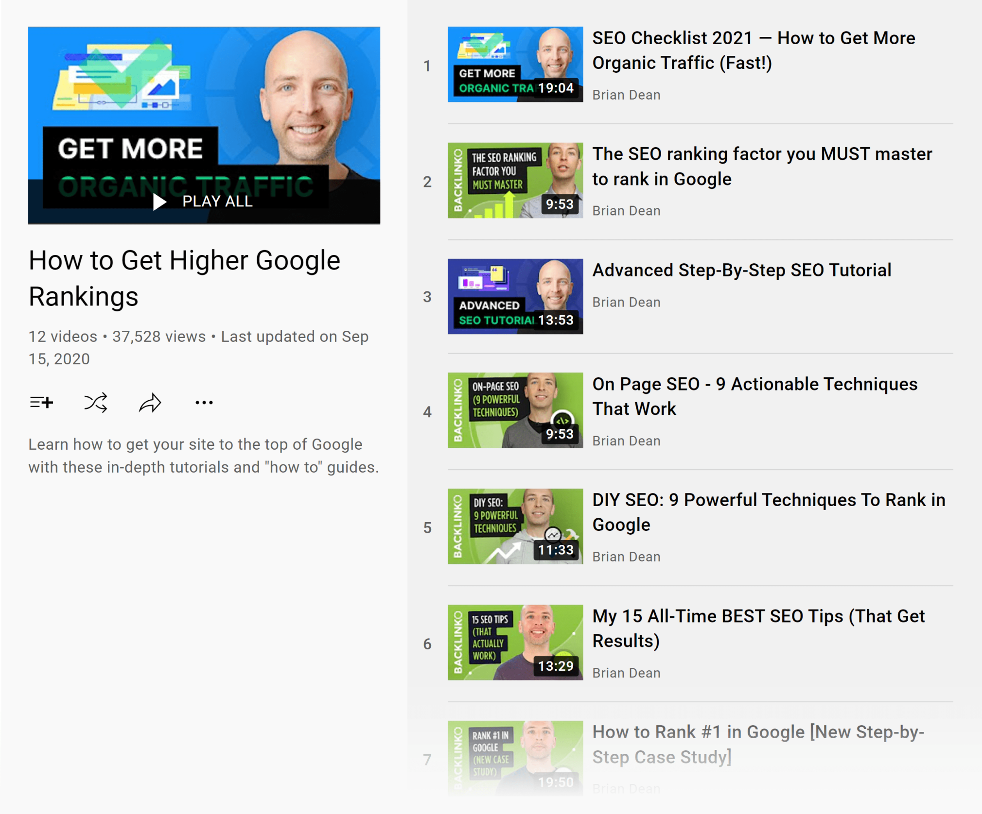 Playlist: How to Get Higher Google Rankings