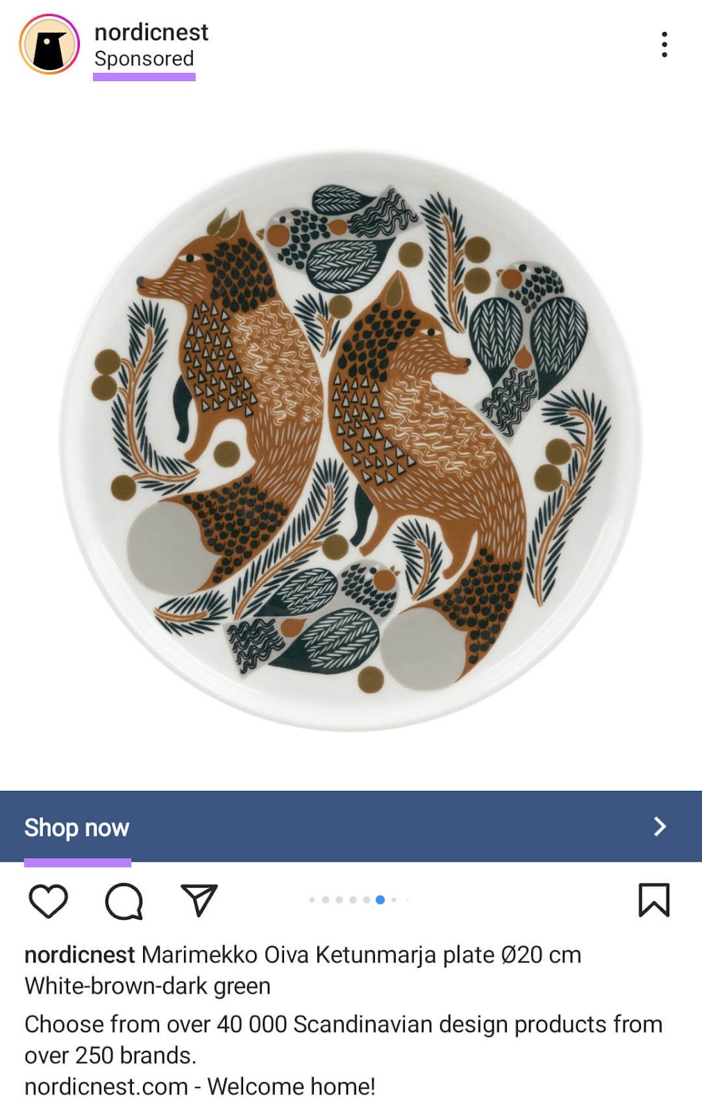 A static image ad on Instagram from nordicnest