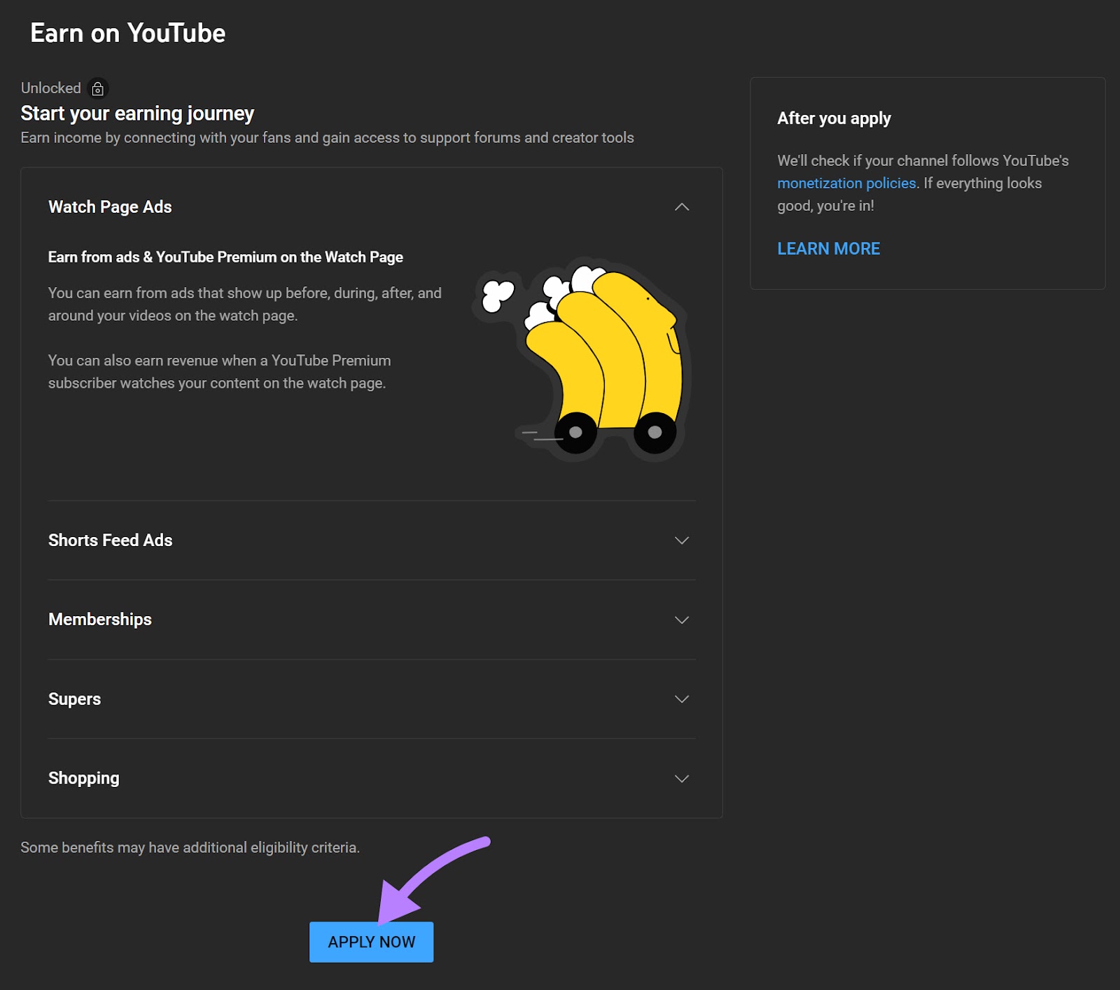 A YouTube channel’s dashboard