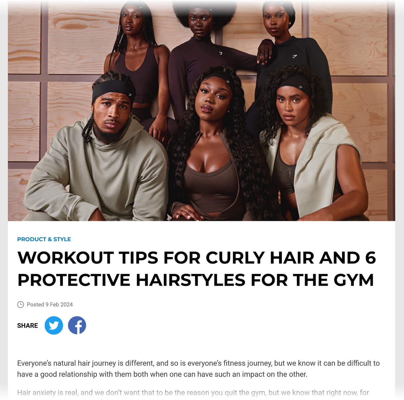 Gymshark's blog post on protective gym hairstyles.