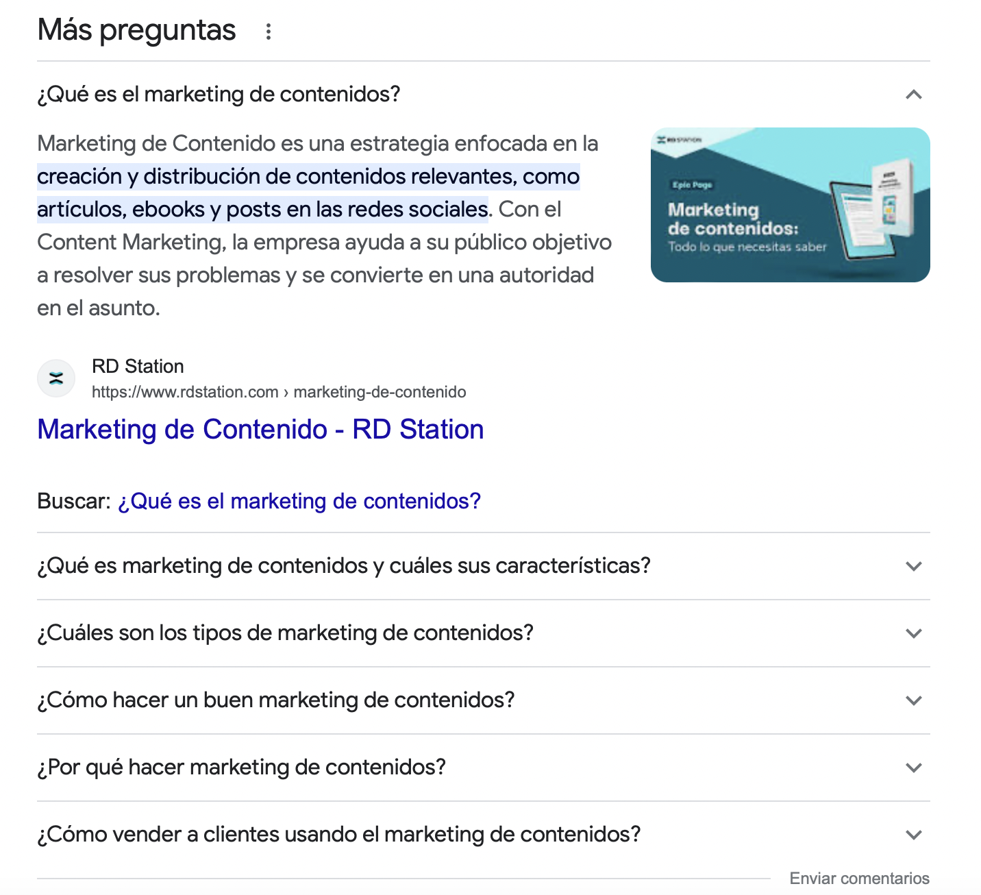 Funcionalidad "Más preguntas" de Google