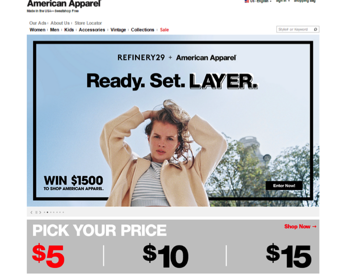 American Apparel Screenshot