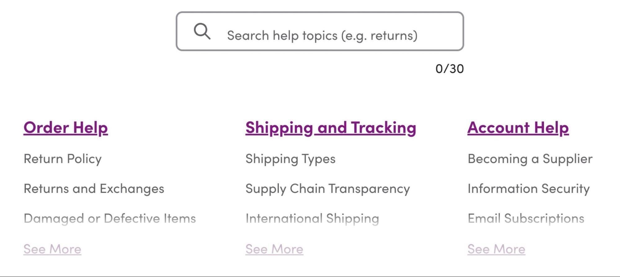 Wayfair help topics