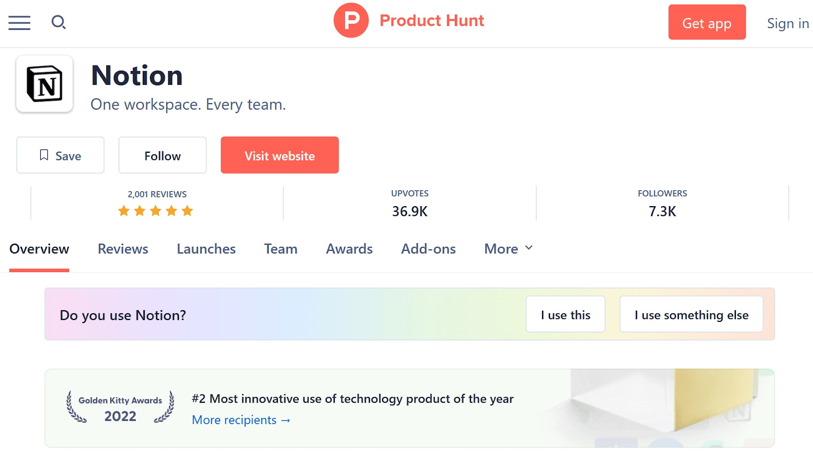 Notion's Product Hunt launch