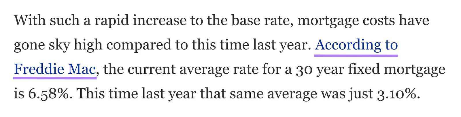 "According to Freddie Mac" nexus  highlighted