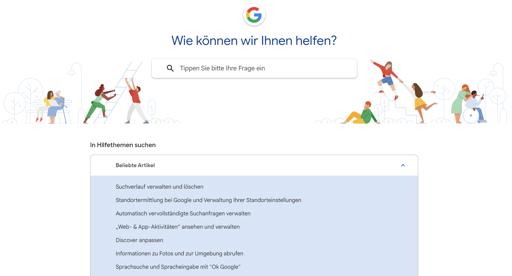 Google-Hilfeseite