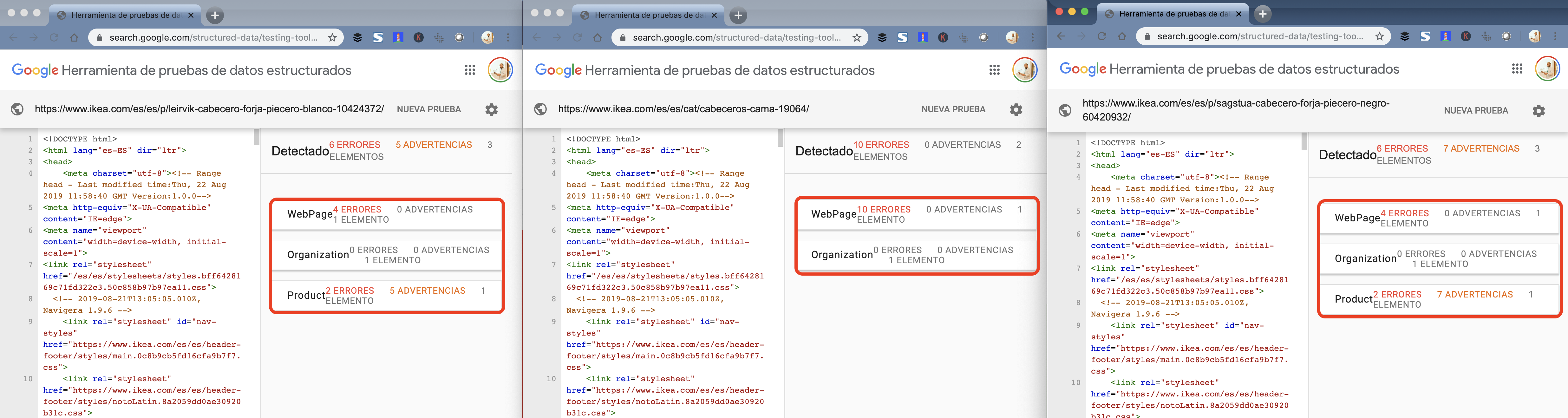 Datos estructurados - Ejemplo de dato incorrecto