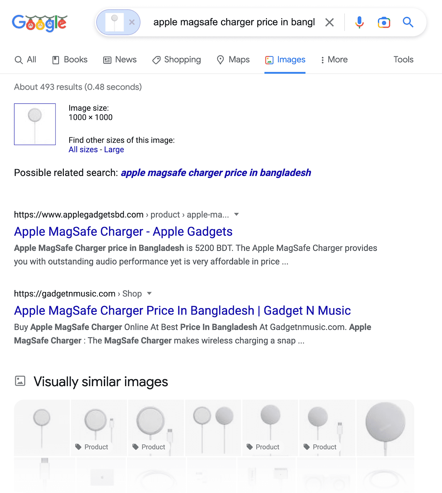 google results page