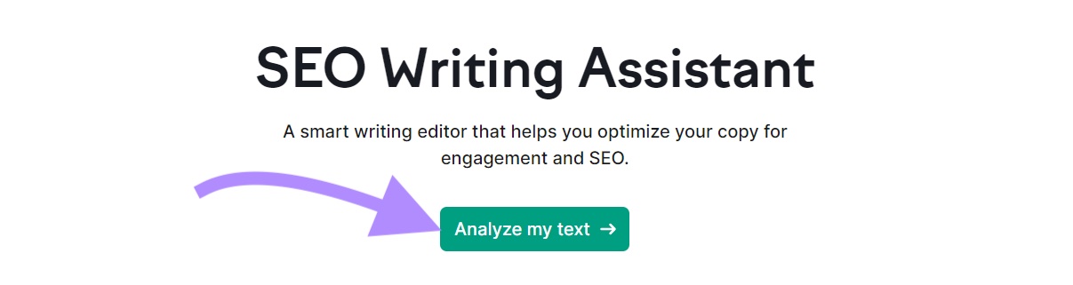 "Analyze my text" button in SEO Writing Assistant
