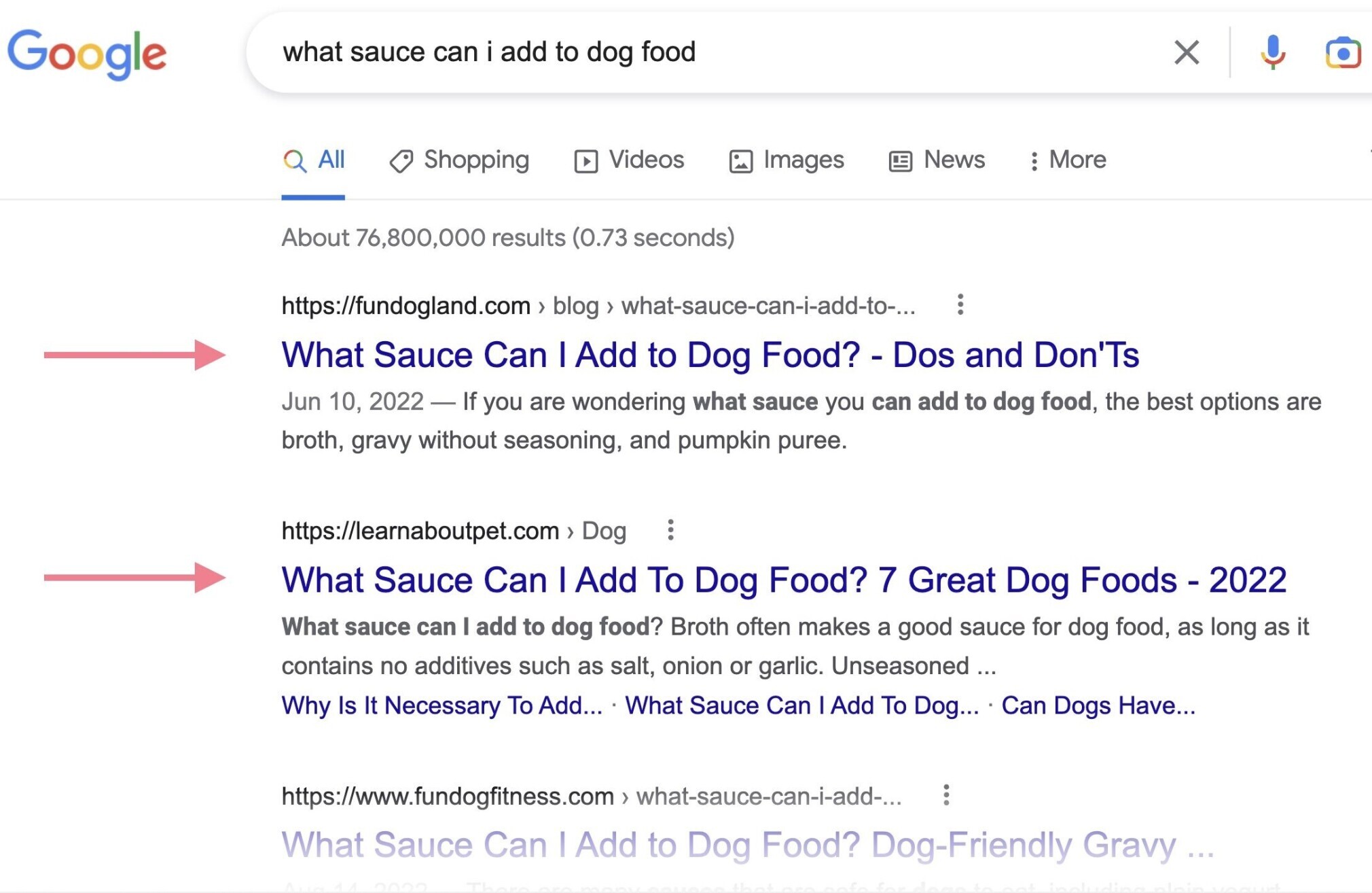 organic google search results
