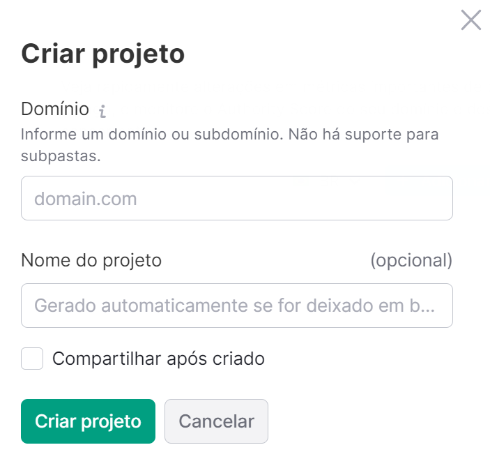 3 passos para impulsionar o SEO do seu site 2 criando novo projeto na semrush