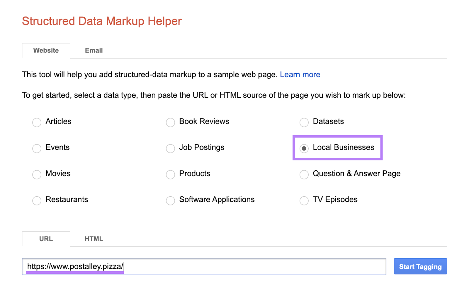 Google’s Structured Data Markup Helper