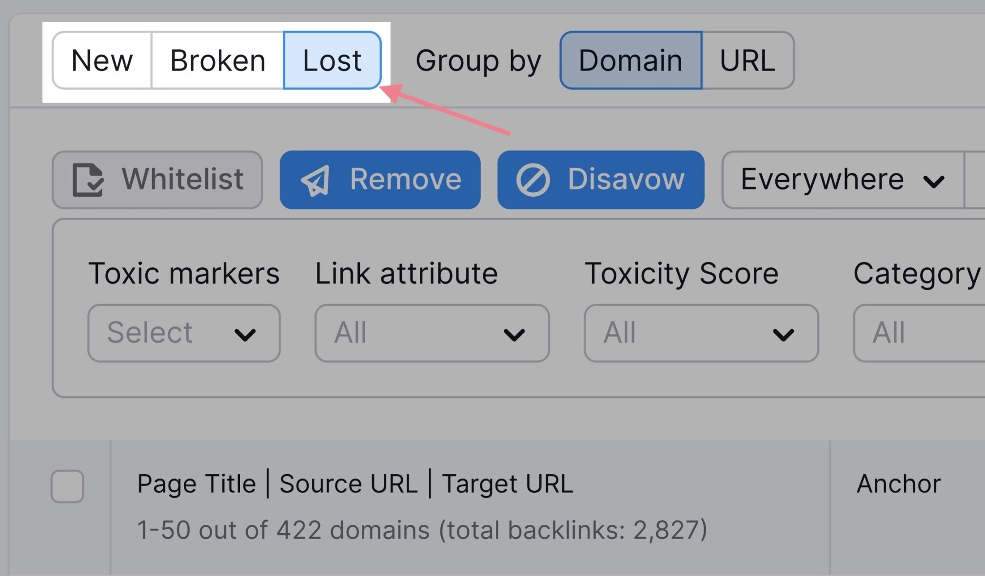 lost backlink reports