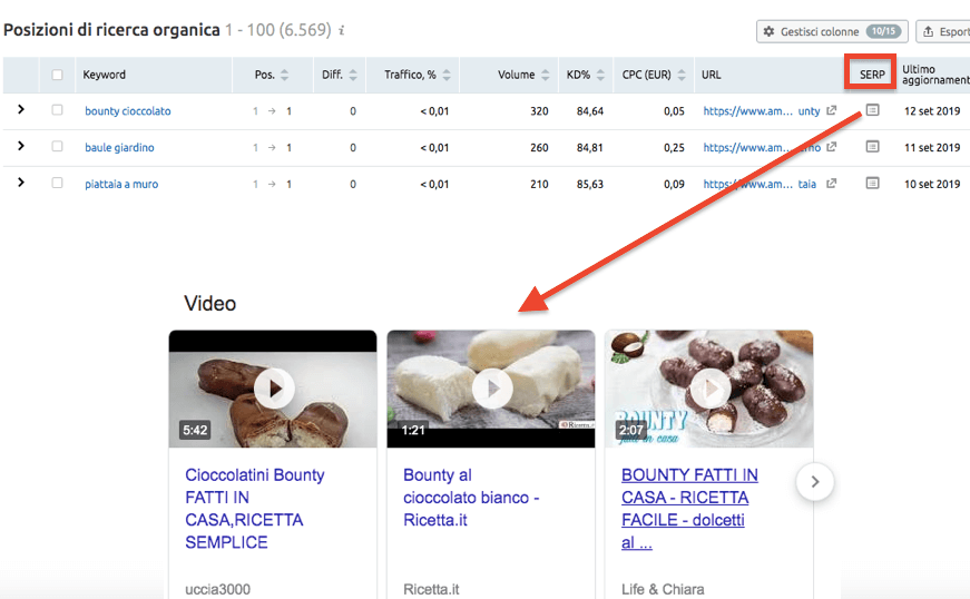 Quali risultati video ci sono in serp