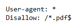 Visual of user agent $ disallow wildcards