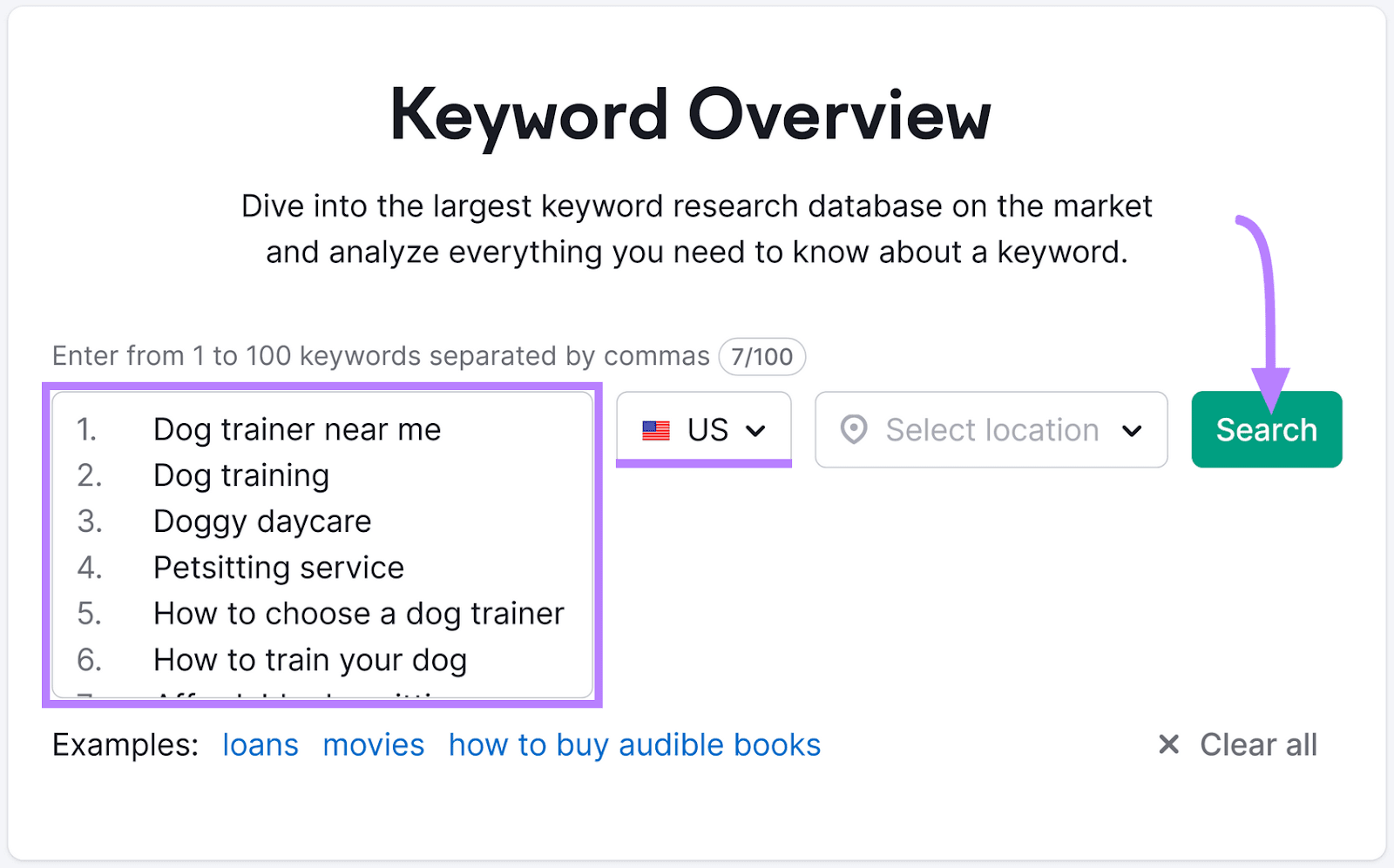Keyword Overview search bar