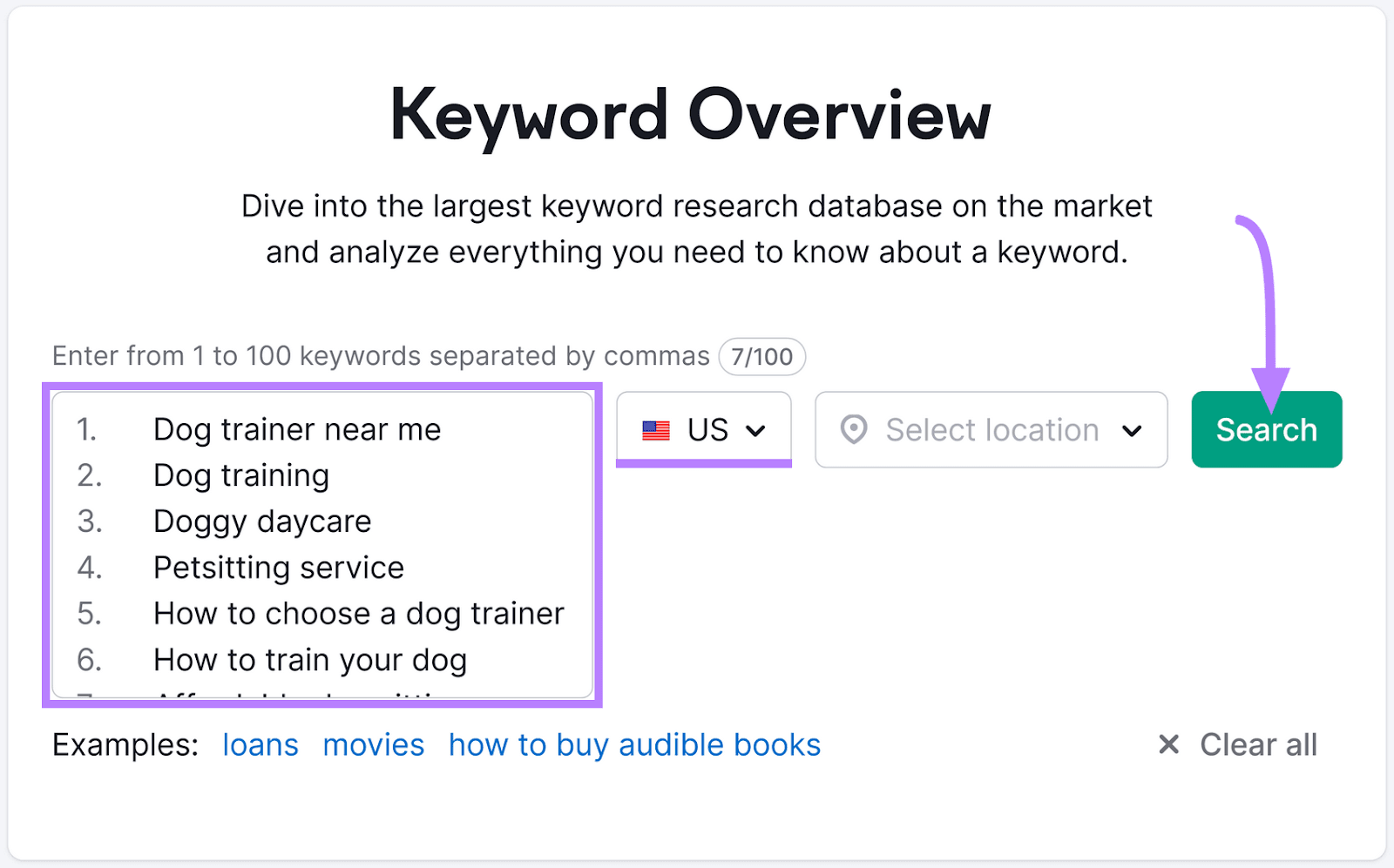 Keyword Overview hunt  bar