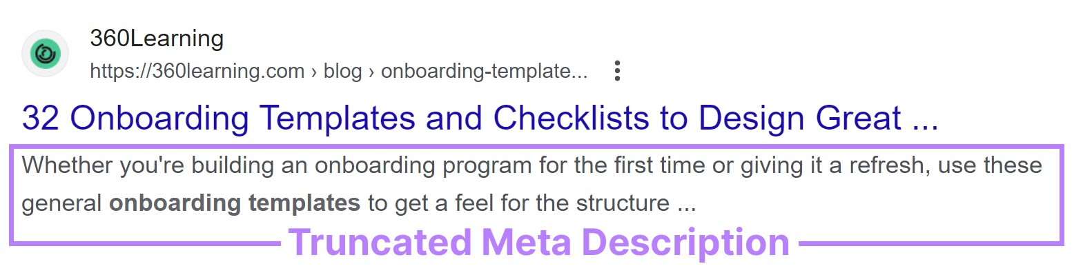 Example of truncated meta description on SERP