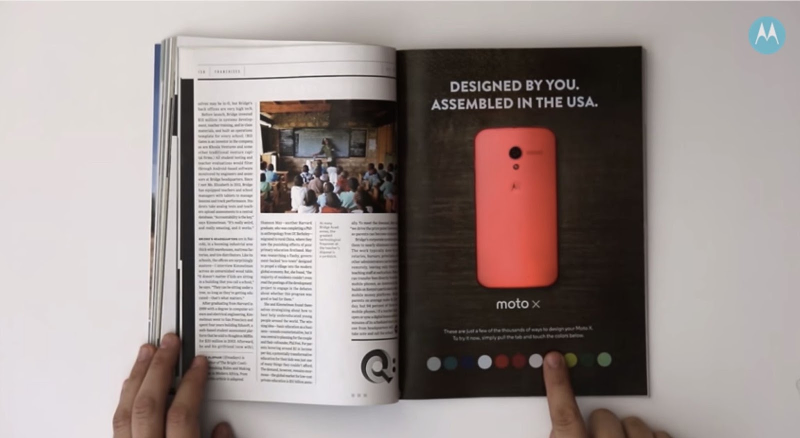 A MotoX magazine ad as part of a brand awareness campaign by Motorola.