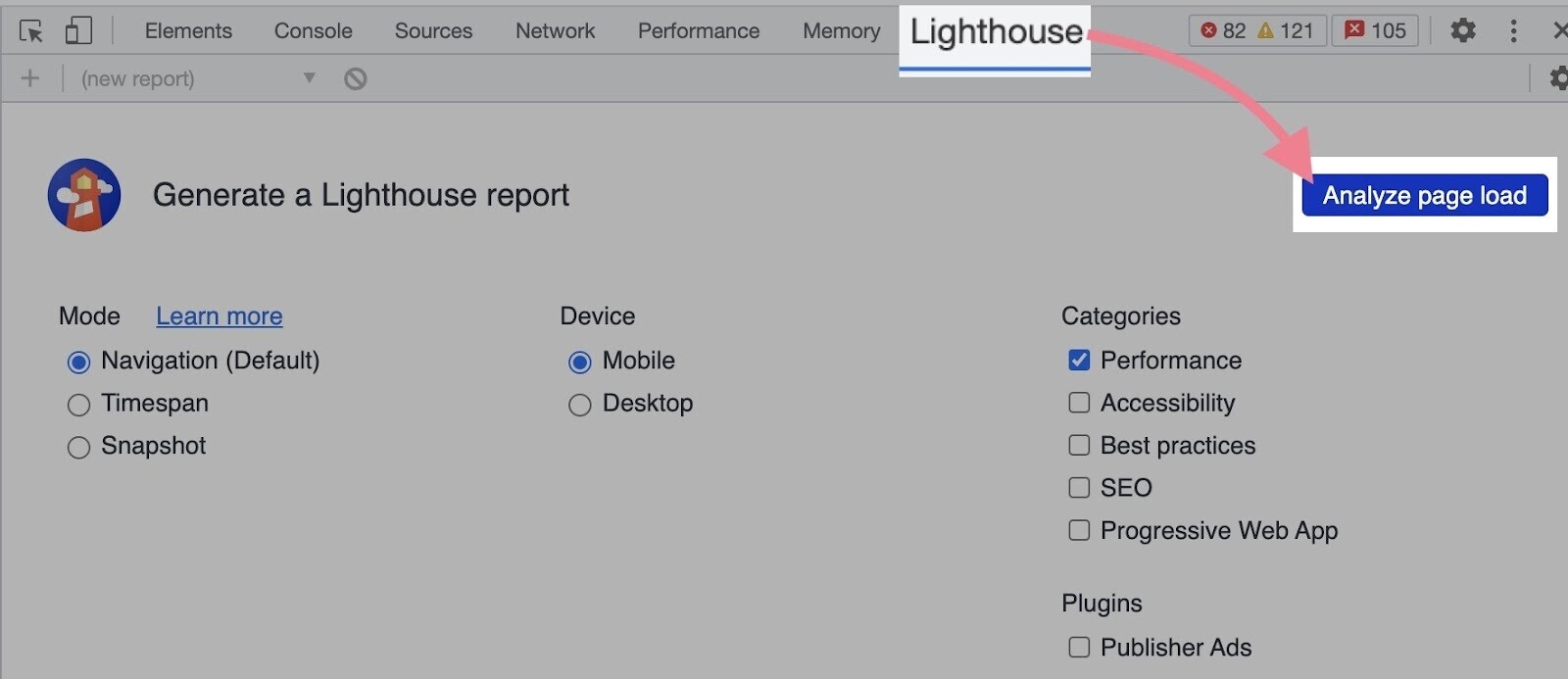 Analyze page load