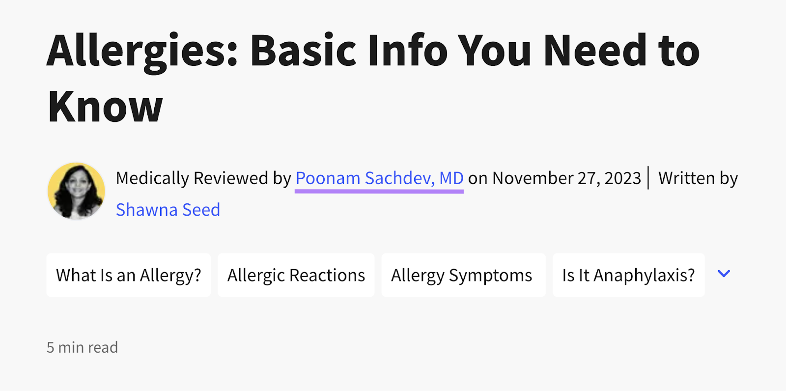 Doctor's sanction  highlighted successful  nonfiction  connected  allergies, indicating EEAT