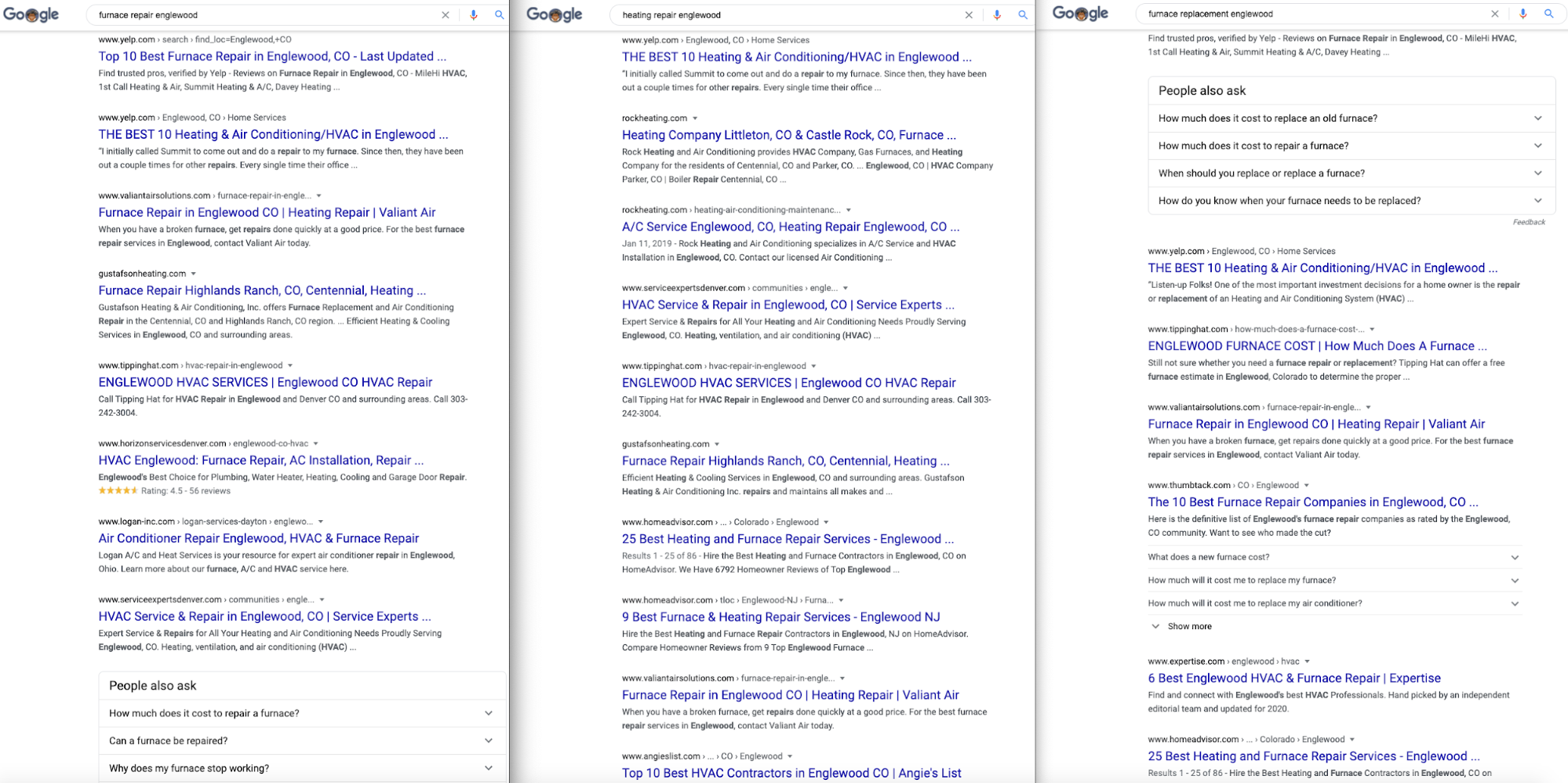 Local SERP examples