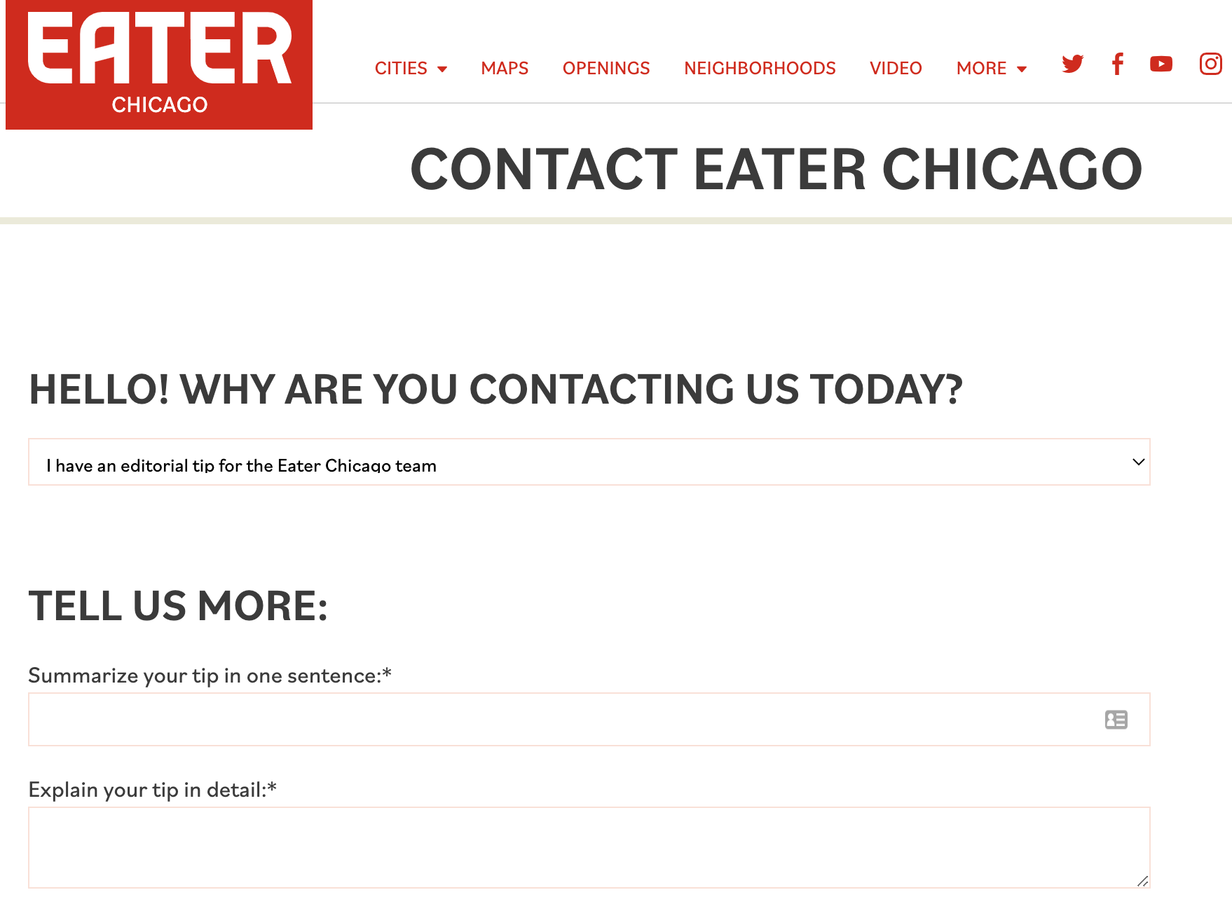 Eater Chicago contact us page