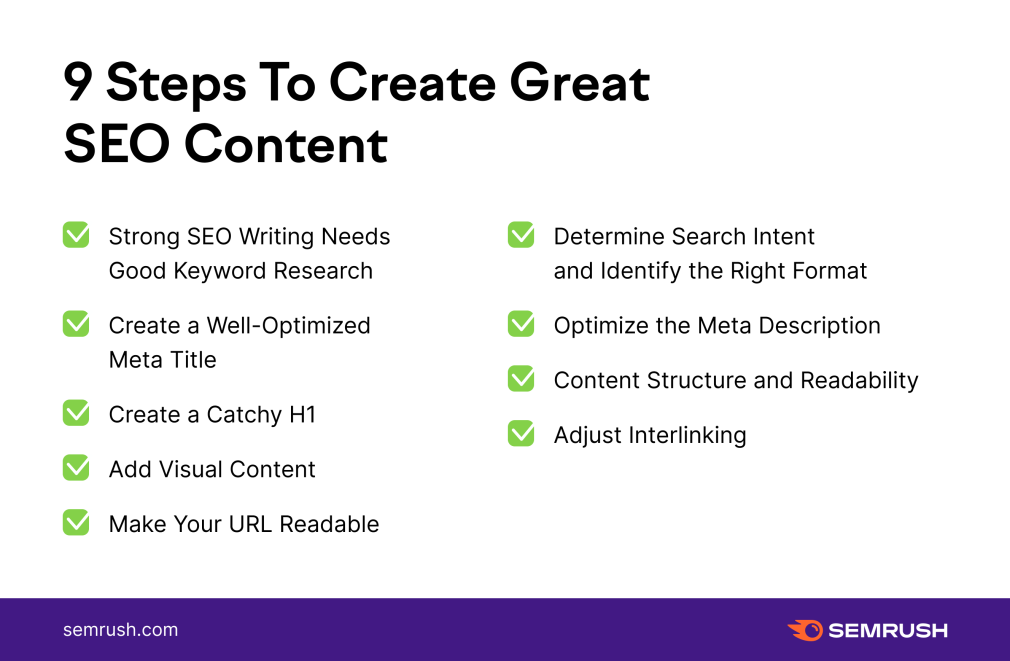 seo writing tip checklist