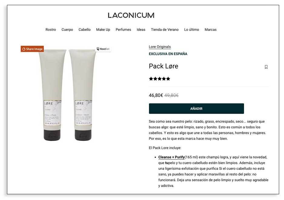 Descripción de producto - Ejemplo Laconicum