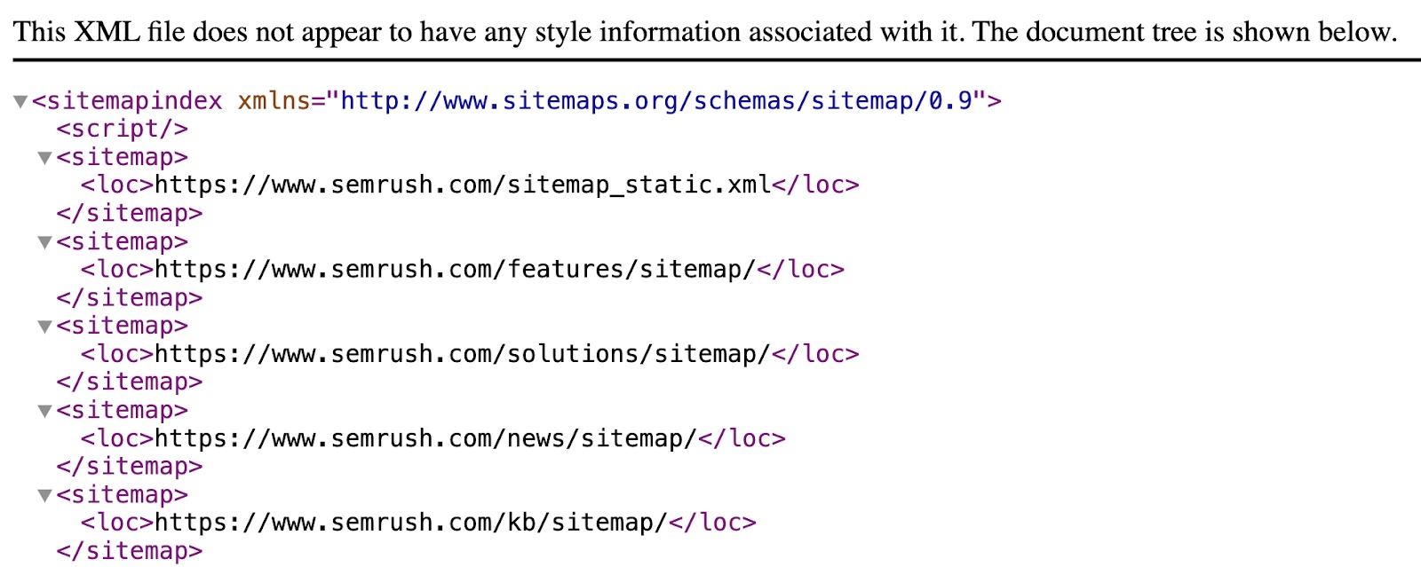 Best Practices for SEO Site Structures 39 xml sitemap showing a full list of URLs in plain text so crawlers can easily access them