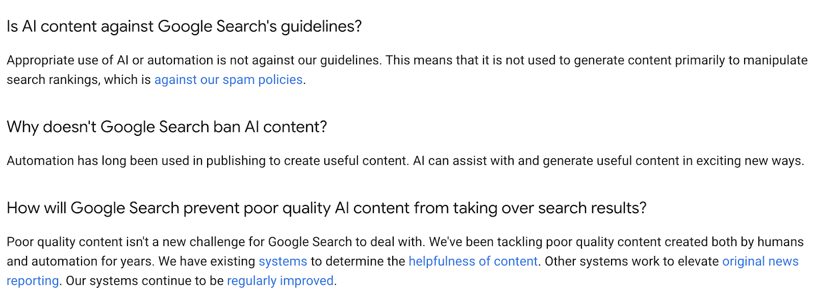 Google's AI policy