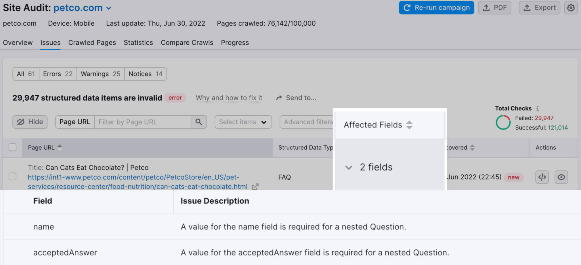 affected fields