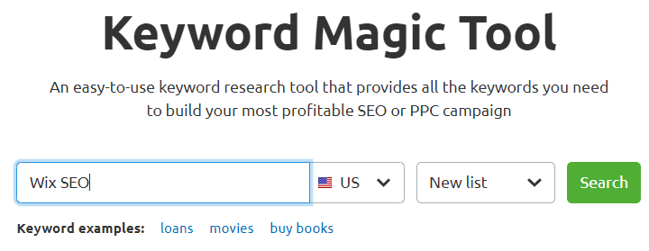 SEMrush’s Keyword Magic Tool