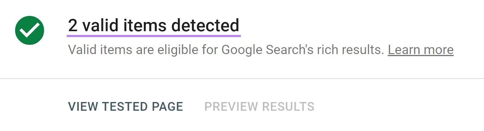 "2 valid items detected" result