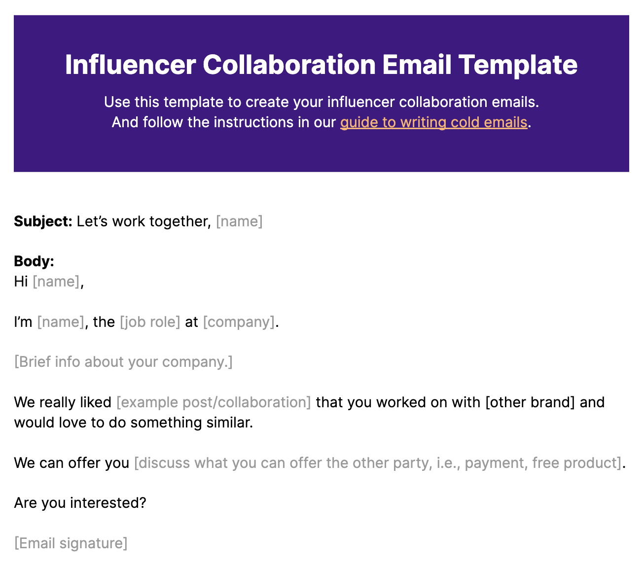 Influencer Collaboration Email Template