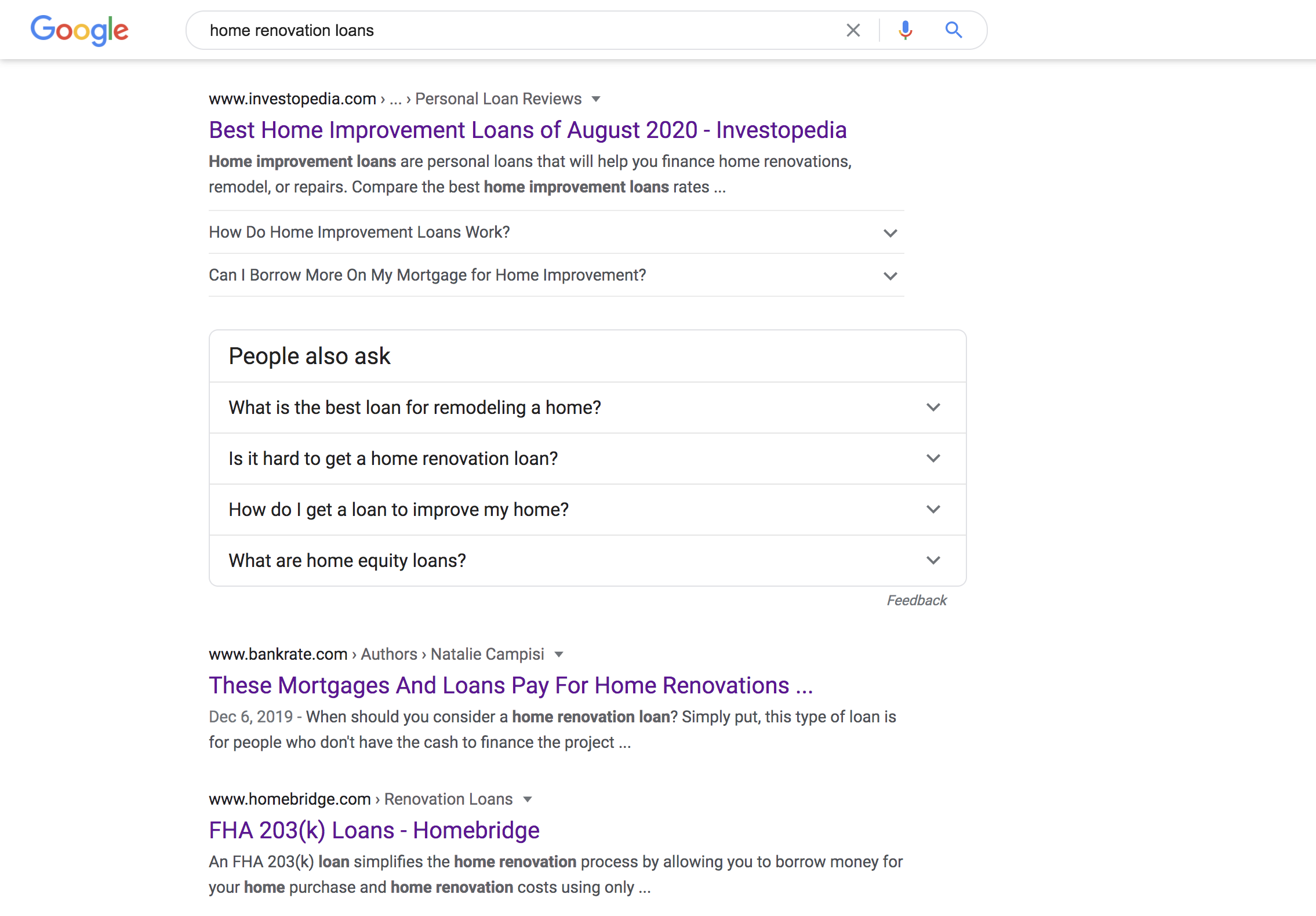 Google SERPs example