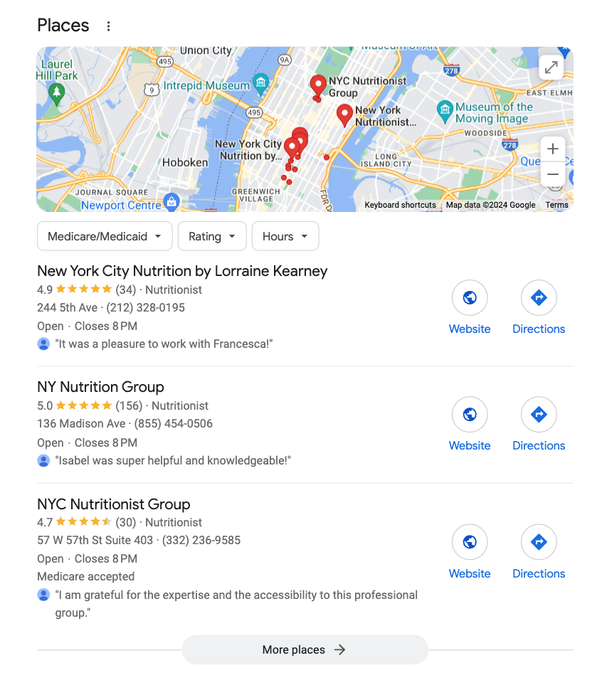 Google local pack results