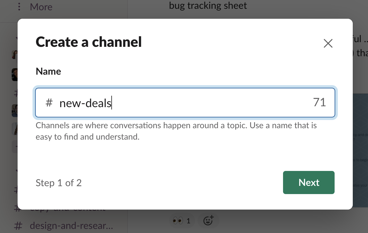 Create a new Slack channel to use Dealbot