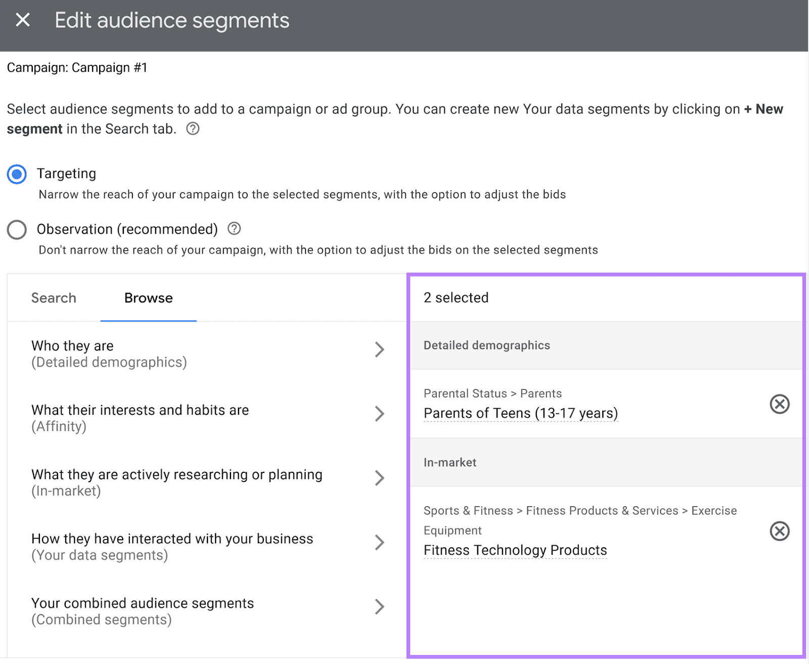 Detailed demographics and in-market conception   added nether  segmentation options