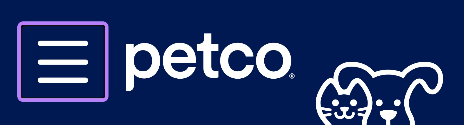 Petco's hamburger icon highlighted