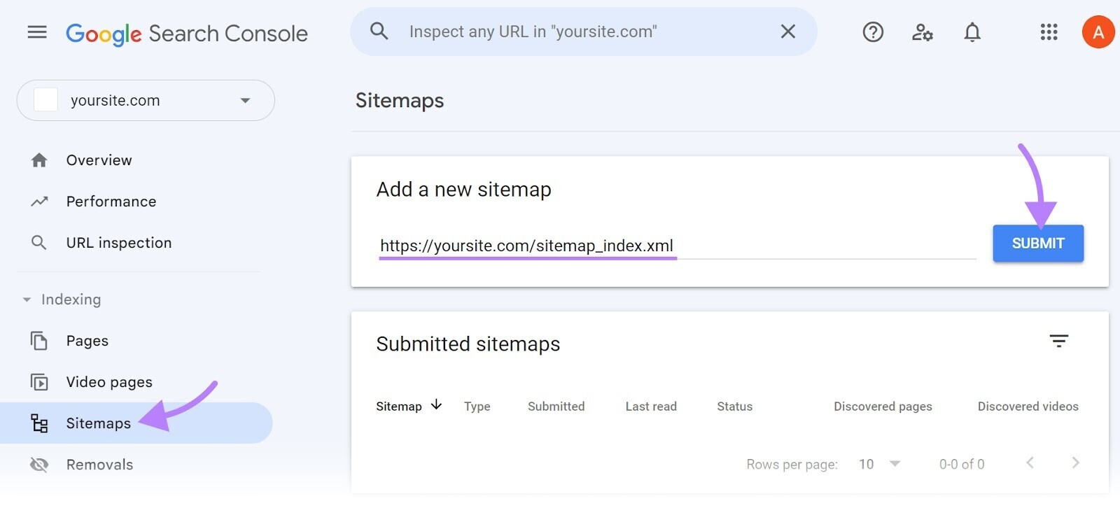 how to add your sitemap to Google Search Console