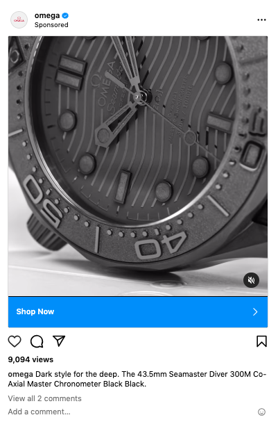 An Instagram ad by "omega"