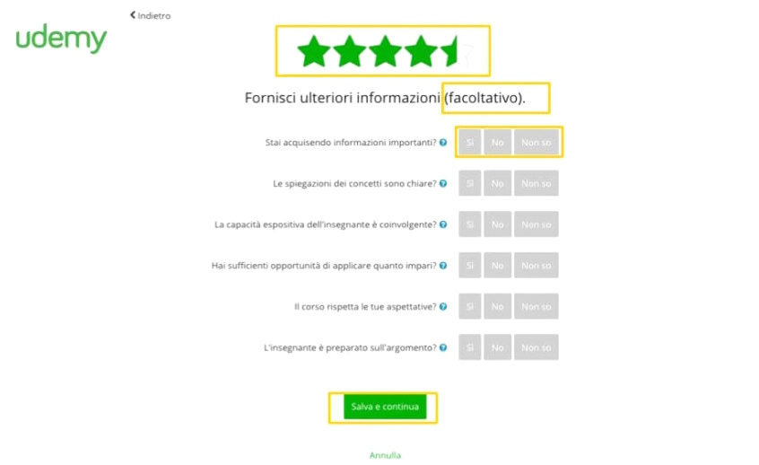 Sondaggi Udemy: domande approfondite